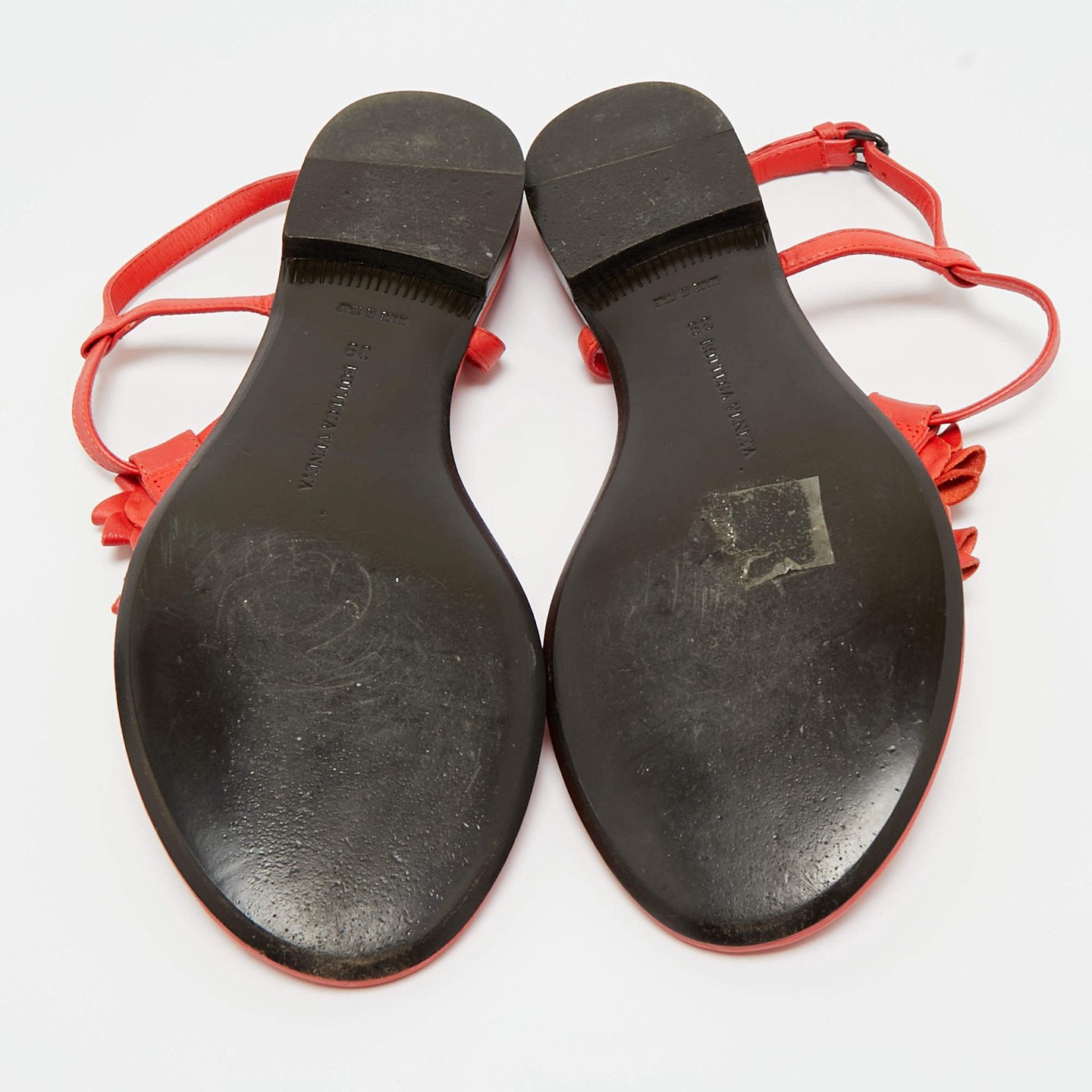 Red Leather Flower Cutout Sunset Flat Sandals 4