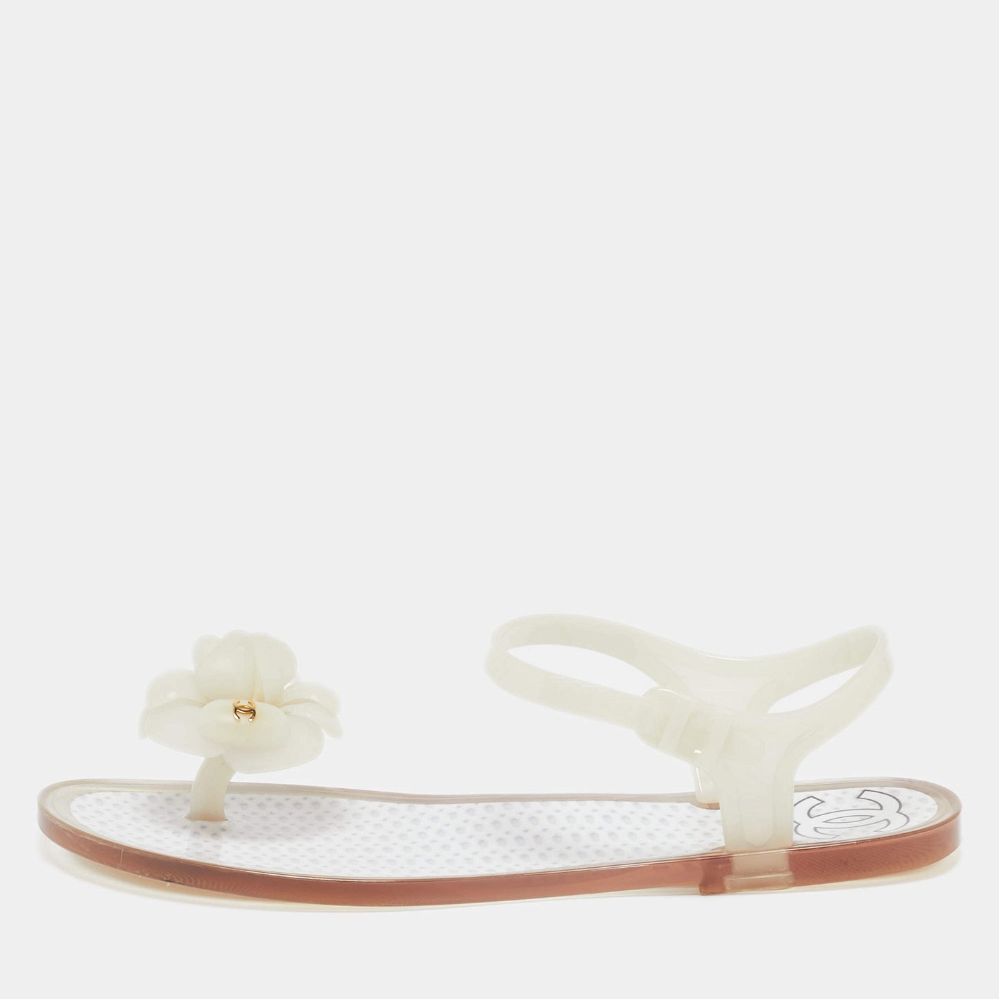 CC Camellia White Jelly Thong Flat Sandals 1