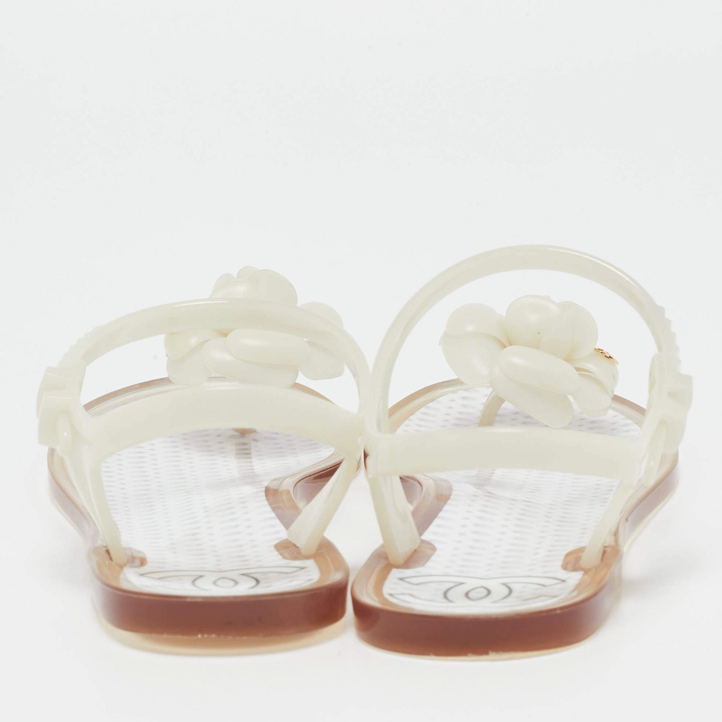 CC Camellia White Jelly Thong Flat Sandals 3