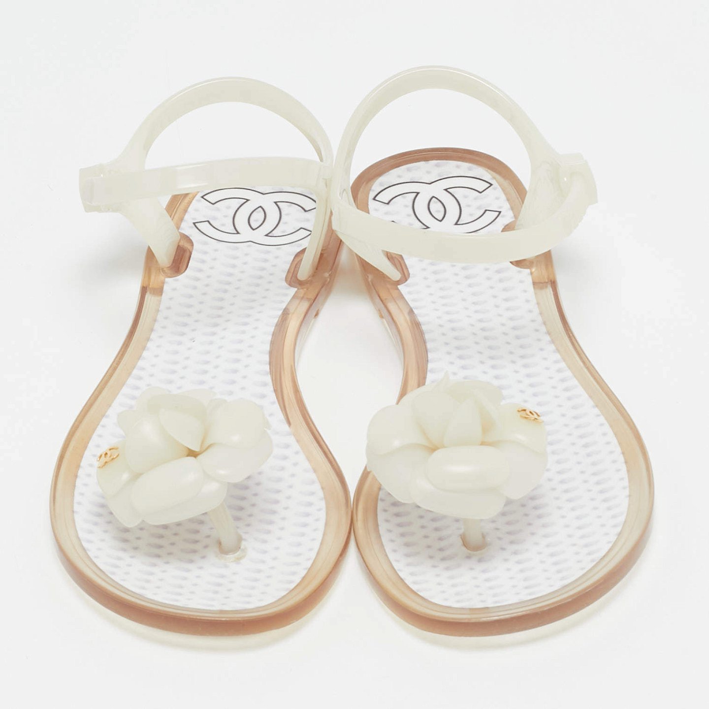 CC Camellia White Jelly Thong Flat Sandals 6