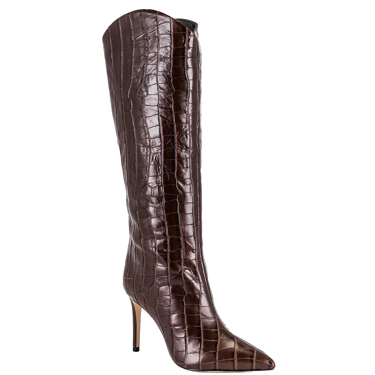 MARYANA CROC-EMBOSSED STILETTO BOOTS 1