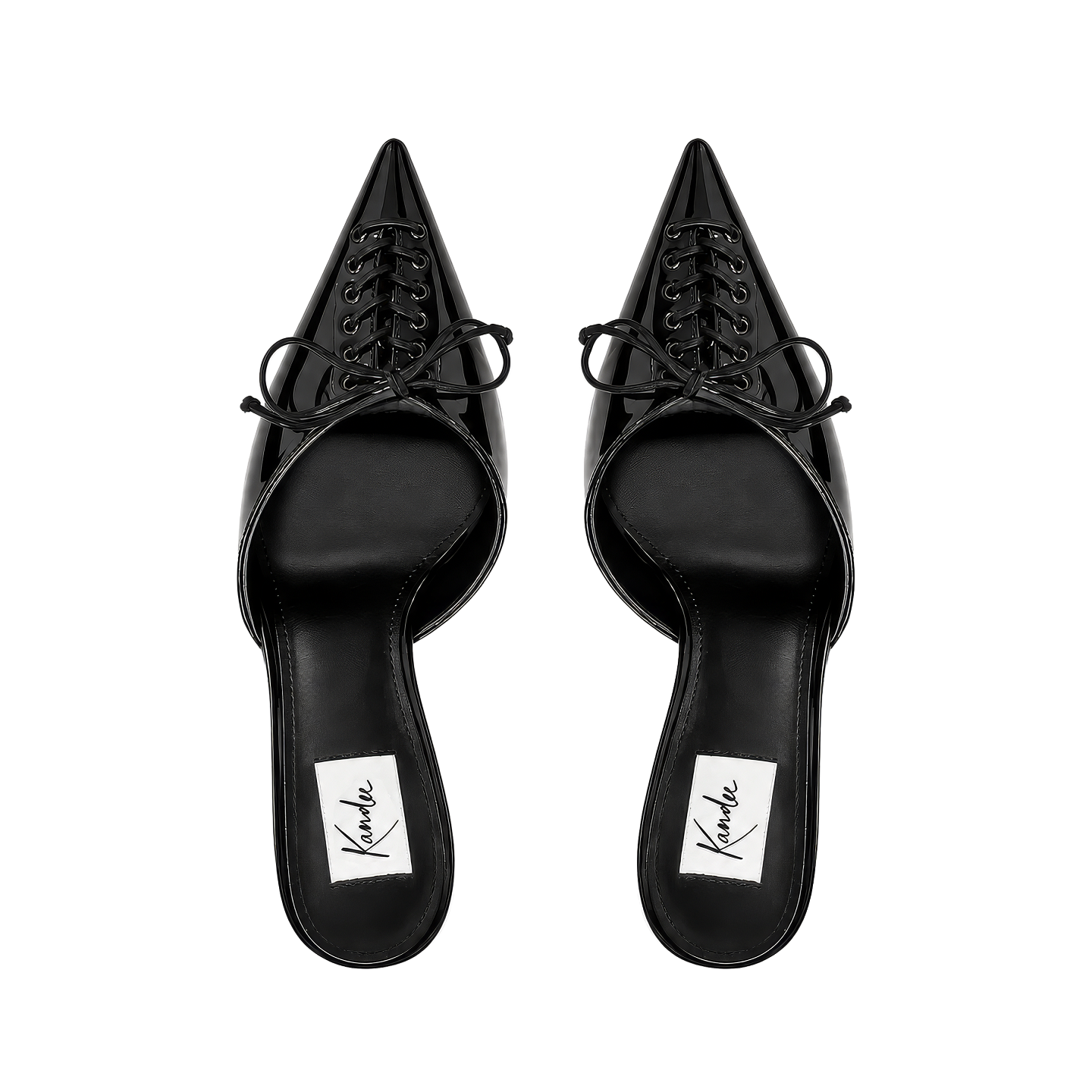 BLACK PATENT LACE 70 MULES 2