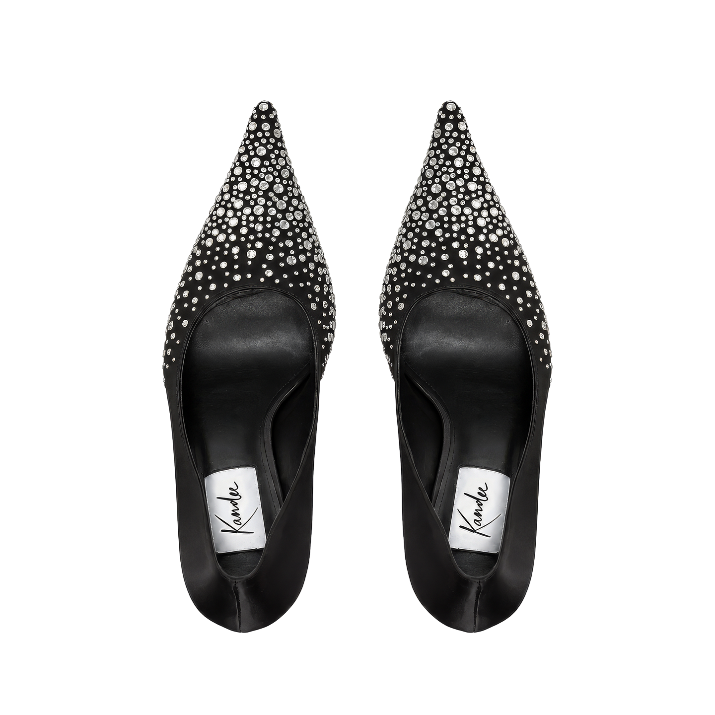 BLACK SATIN CRYSTALS 90 PUMPS 3