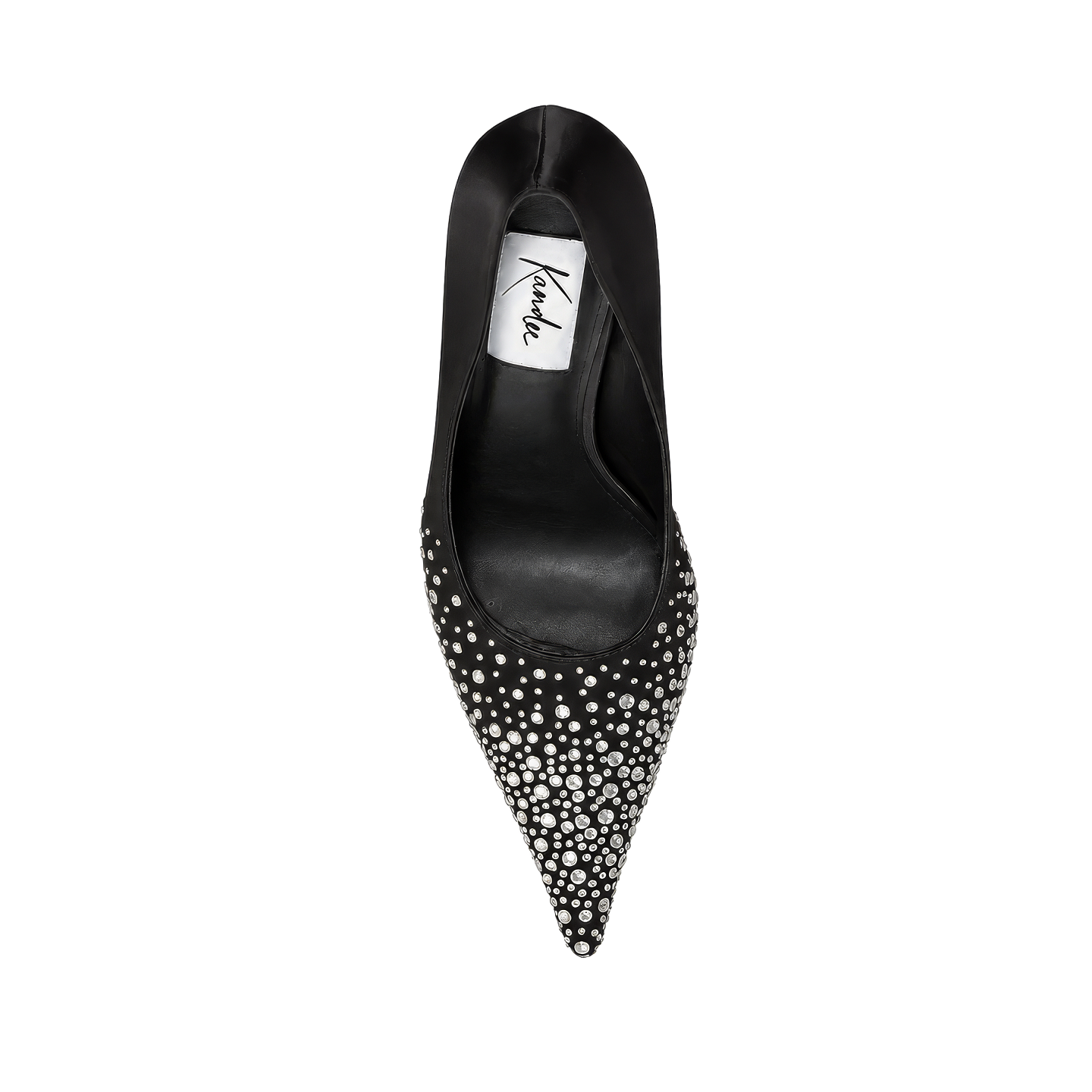 BLACK SATIN CRYSTALS 90 PUMPS 2