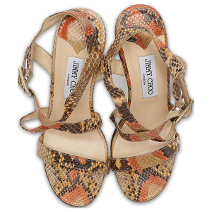 Jimmy Choo Multicolor Python Leather Ankle Strap Sandals Size 38