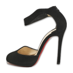 Black Suede Ankle Strap Peep Toe Sandals