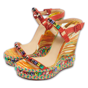 Multicolour Suede Studded Cataclou Platform Wedge Sandals