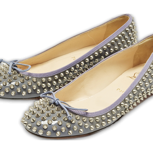 Jane Spike Grey Patent Leather Ballet Flats