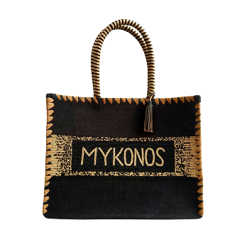 LARGE JUTE DESTINATION BEADED TOTE BAG