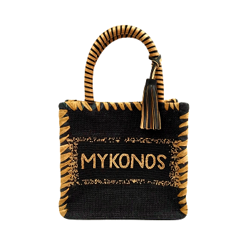 SMALL JUTE DESTINATION BEADED TOTE BAG
