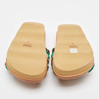 Multicolor Woven Leather Wavy Slides