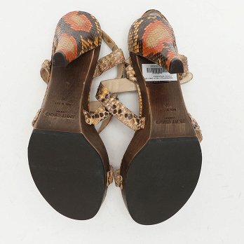 Jimmy Choo Multicolor Python Leather Ankle Strap Sandals Size 38