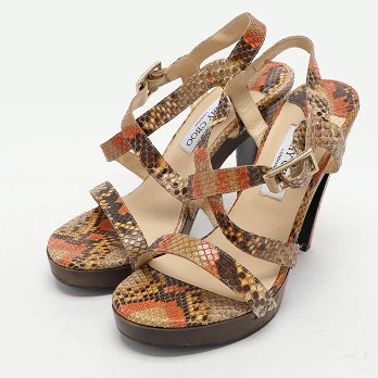 Jimmy Choo Multicolor Python Leather Ankle Strap Sandals Size 38