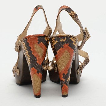 Jimmy Choo Multicolor Python Leather Ankle Strap Sandals Size 38