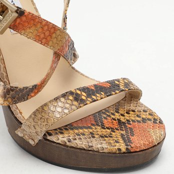 Jimmy Choo Multicolor Python Leather Ankle Strap Sandals Size 38