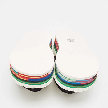 Black/White Woven Fabric Lou Thong Sandals
