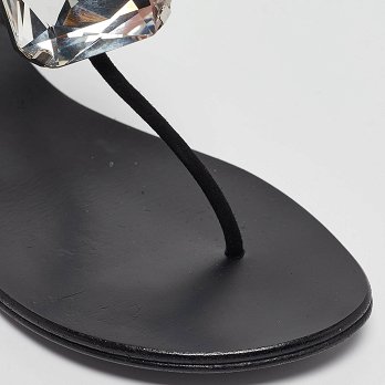 GIU Black Suede Crystal Embellished Slingback Sandals Size 38.5