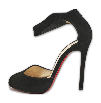 Black Suede Ankle Strap Peep Toe Sandals