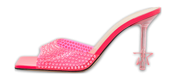 Neon Pink PVC Crystal Embellished Star Slide Sandals