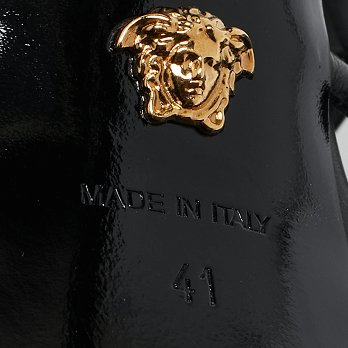Black Leather Greca Cage Platform Sandals