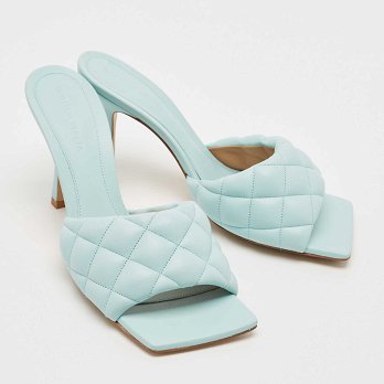 Light Blue Quilted Leather Lido Slide Sandals