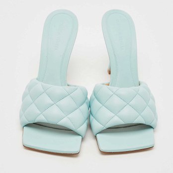 Light Blue Quilted Leather Lido Slide Sandals