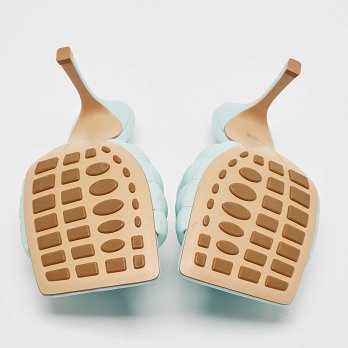 Light Blue Quilted Leather Lido Slide Sandals