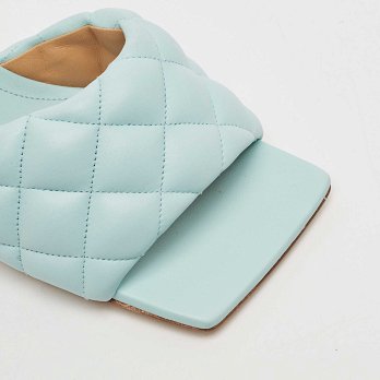 Light Blue Quilted Leather Lido Slide Sandals