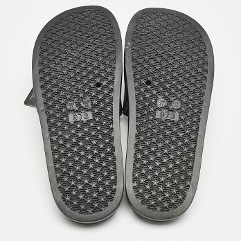 Black Rubber Logo Flat Slides