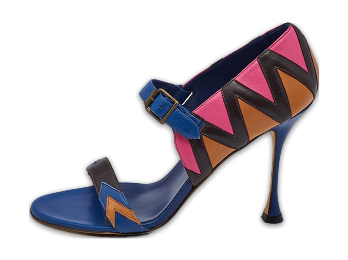 Multicolor Leather Ankle Strap Sandals
