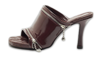 Burgundy Quilted Leather Double Zip Heel Mules