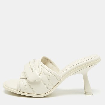 Off White Quilted Leather Diorevolution Slide Sandals