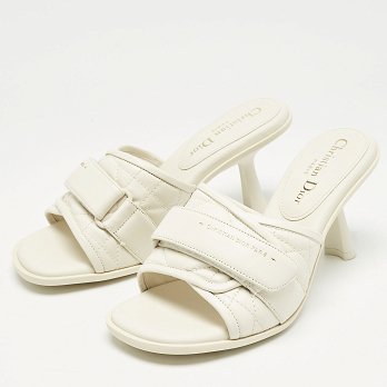 Off White Quilted Leather Diorevolution Slide Sandals