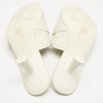 Off White Quilted Leather Diorevolution Slide Sandals