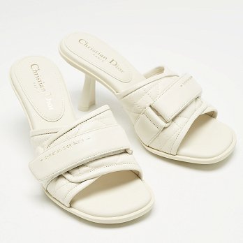 Off White Quilted Leather Diorevolution Slide Sandals
