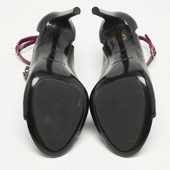 Black/Pink Lasercuts Leather Glove Sandals