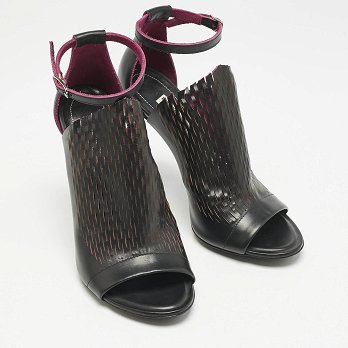 Black/Pink Lasercuts Leather Glove Sandals