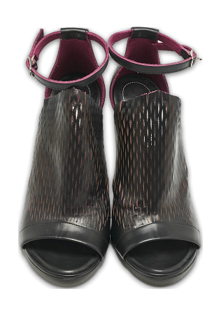 Black/Pink Lasercuts Leather Glove Sandals