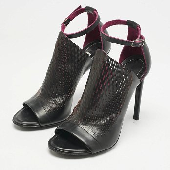 Black/Pink Lasercuts Leather Glove Sandals