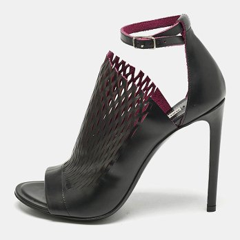 Black/Pink Lasercuts Leather Glove Sandals