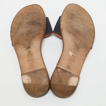 Navy Blue Leather Slide Sandals