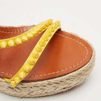 Yellow Patent Leather Mafaldina Zeppa Wedge Ankle Strap Sandals