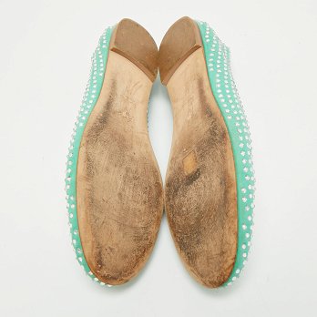 GIU Green Suede Crystal Embellished Ballet Flats Size 39