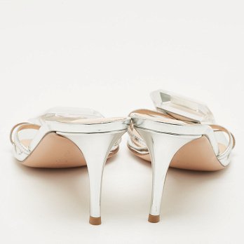 Silver Leather Crystal Embellished Jaipur Sandals