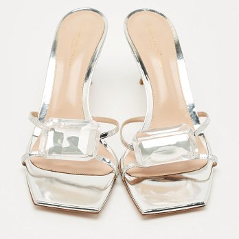 Silver Leather Crystal Embellished Jaipur Sandals