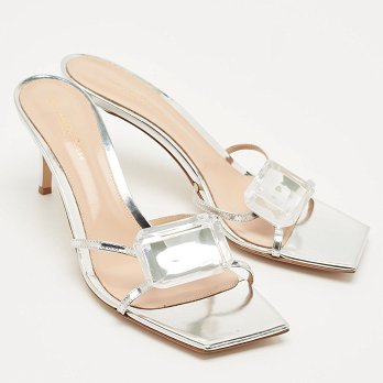 Silver Leather Crystal Embellished Jaipur Sandals