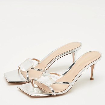 Silver Leather Crystal Embellished Jaipur Sandals