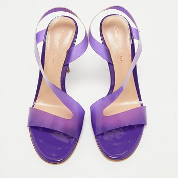 Purple PVC Metropolis Ankle Strap Sandals