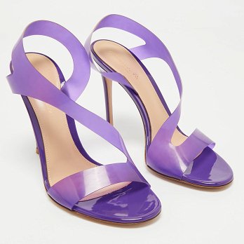 Purple PVC Metropolis Ankle Strap Sandals