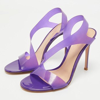 Purple PVC Metropolis Ankle Strap Sandals